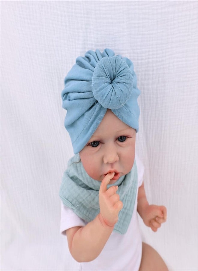 Sugarmelon Silky Satin Lined Turban Hat for Babies Infant Toddler Girls Boys Bonnet Newborn Cotton Beanie Little Kids Shower Caps (12M,110 Cott Nile Blue) - Image 3